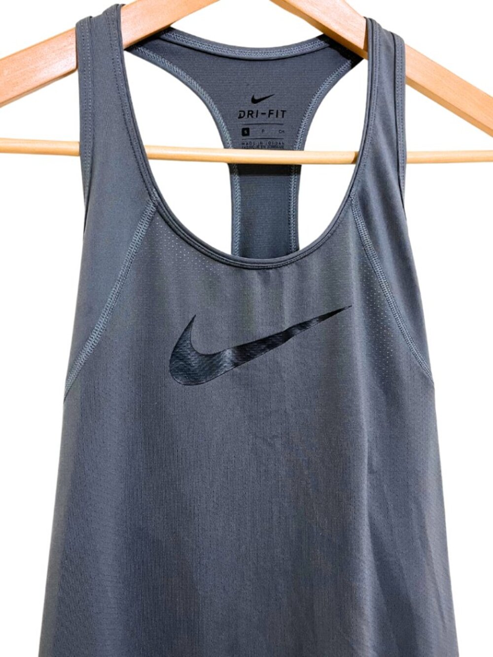 Nike 'Pro Mesh Dri-FIT' Grey Racerback Swoosh Logo Workout Tank Top – S